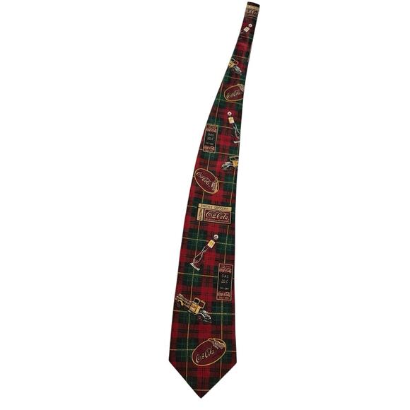 Coca Cola Red Green Plaid Gas Station Delivery Truck Necktie - Picture 5 of 7